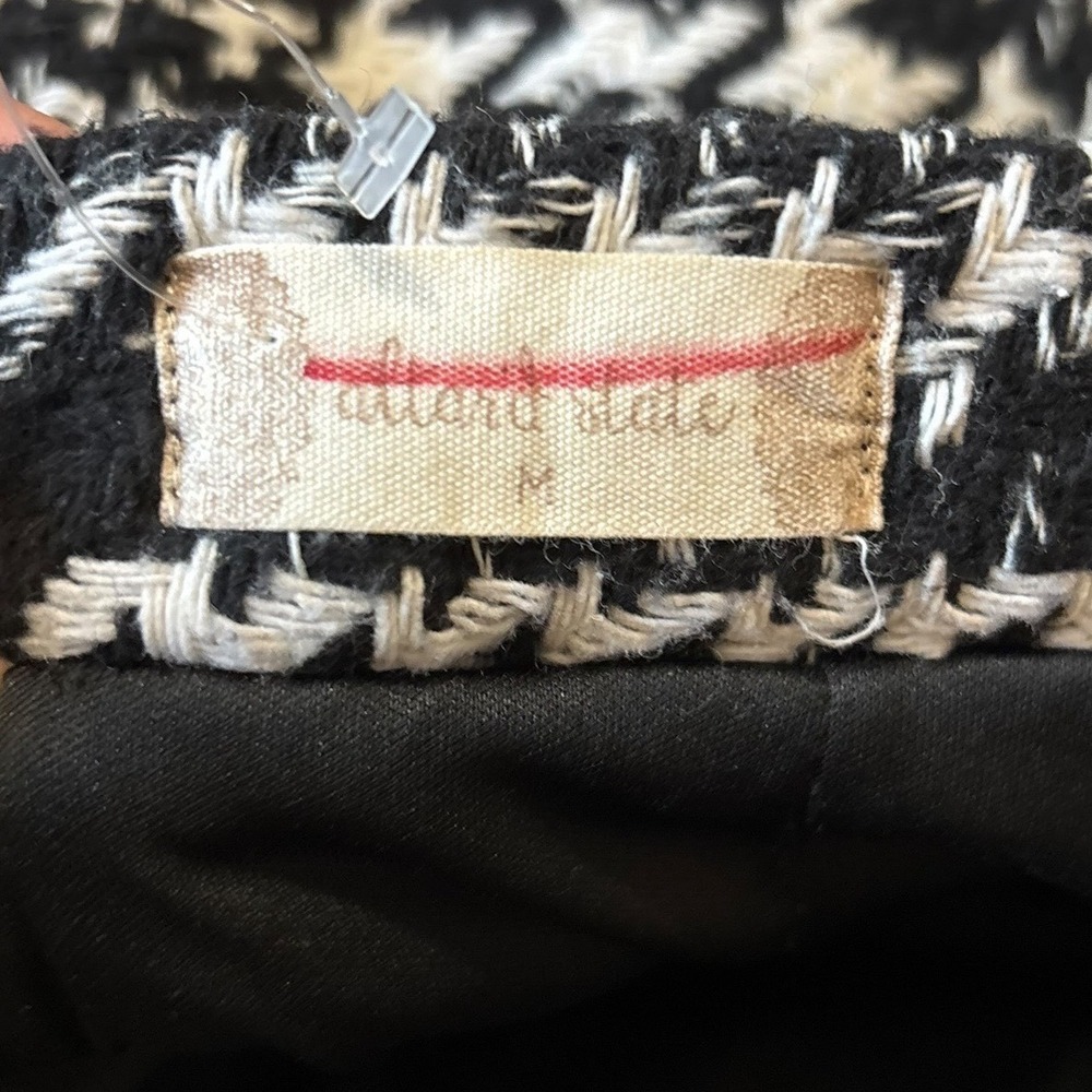 Altar'd State Black White Houndstooth Tweed Mini Skirt Academia Preppy Office M - Picture 7 of 12